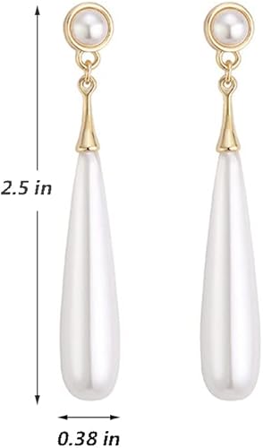 Pearl Drop Earrings for Women Handpicked White Pearl Dangle Earrings