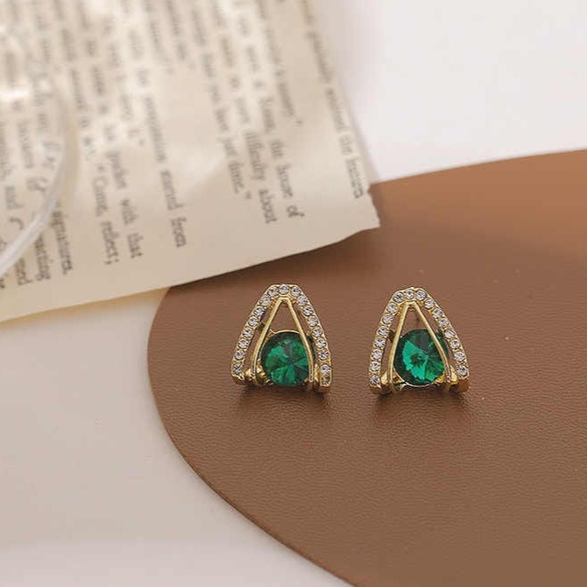 Green Stone Stud Earrings
