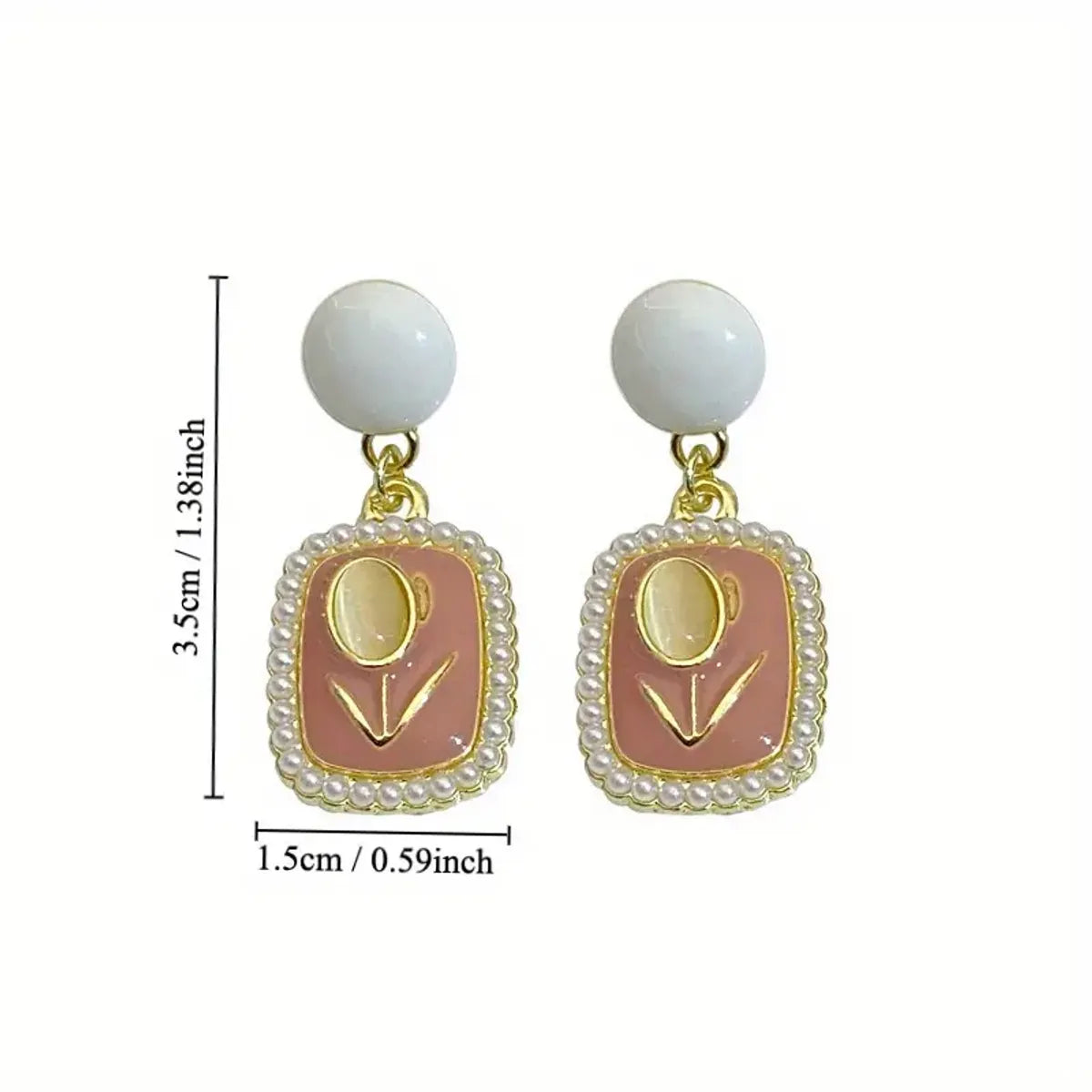 Stone Tulip Maroon Enamel Drop Korean Earrings Quartz Alloy Drops & Danglers