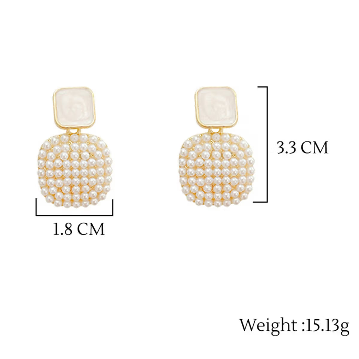 Pearl Studded Geometrical Drop Earrings