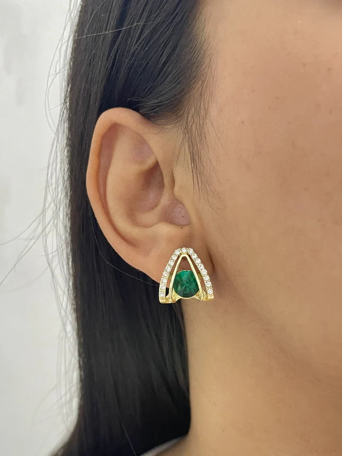 Green Stone Stud Earrings