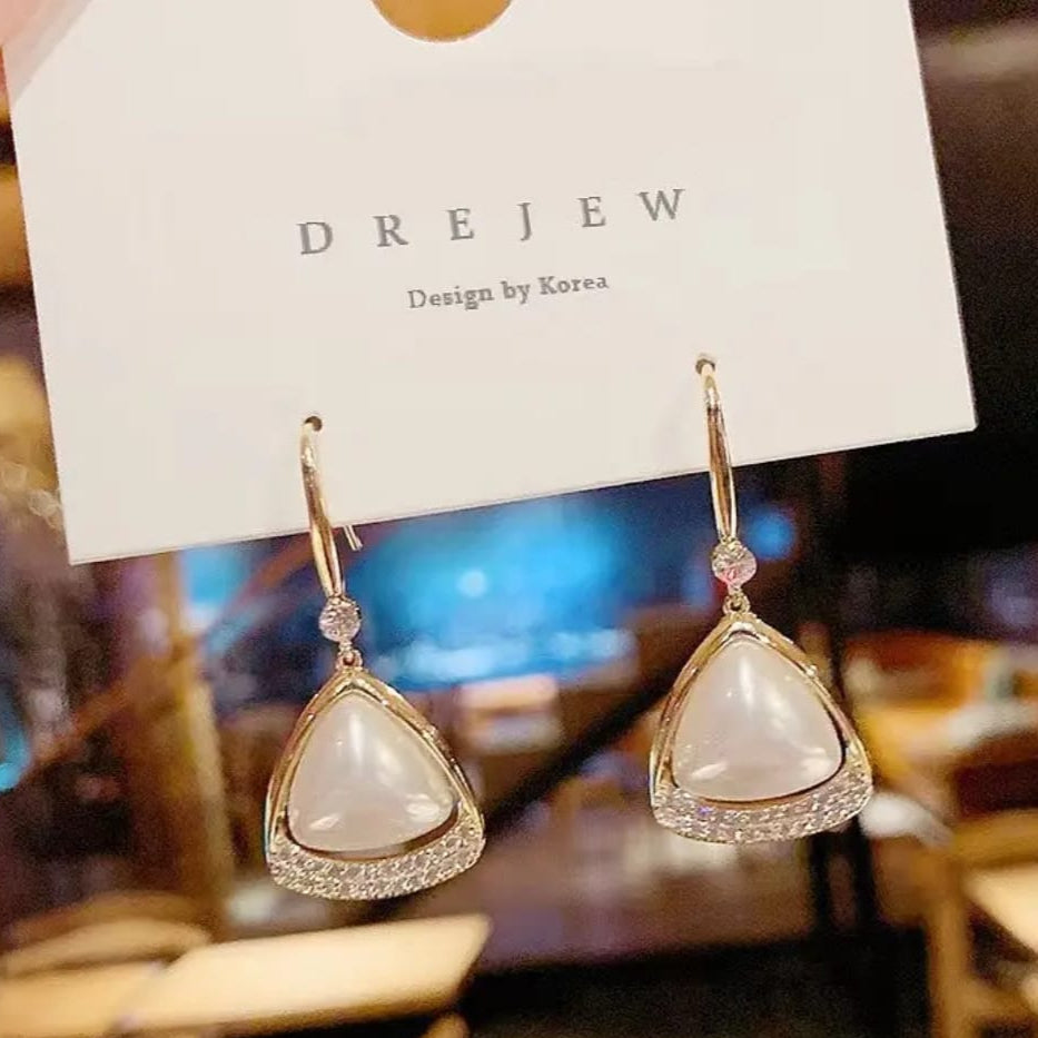 Natural white shell dangle Earrings / Sterling