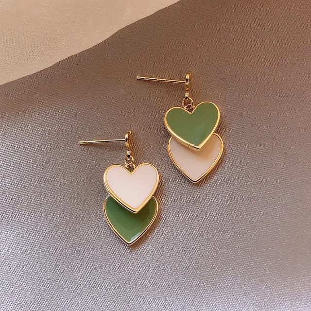 Multi-Color Drop Heart Earrings