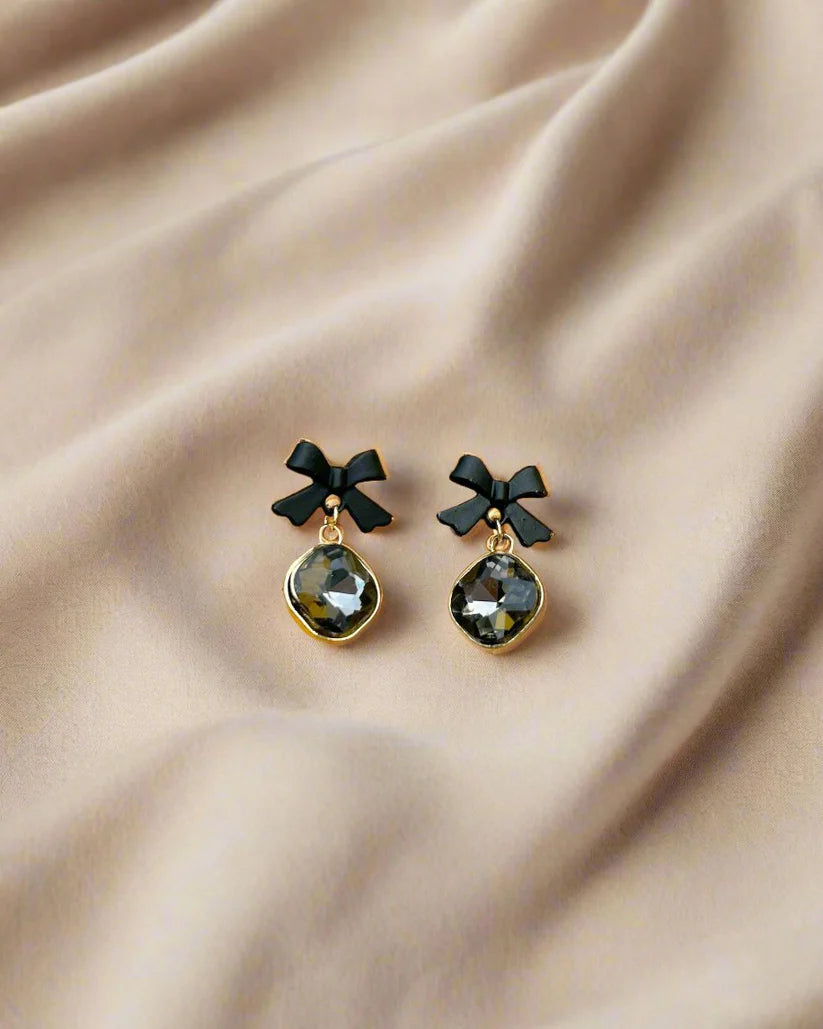Black Bow Drop Earring