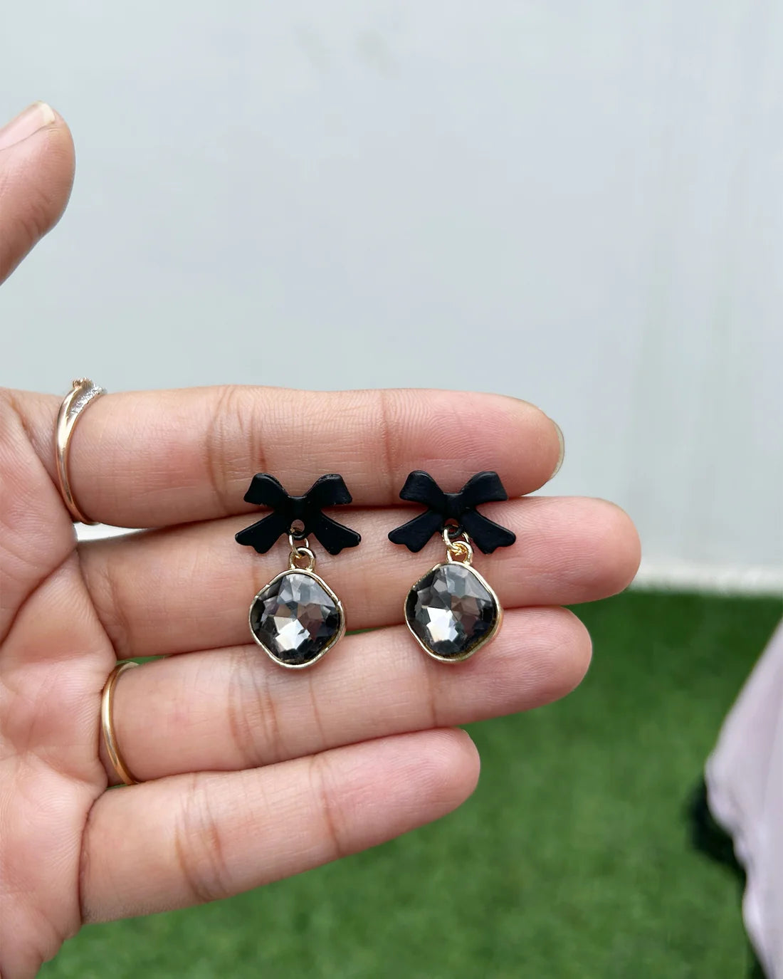 Black Bow Drop Earring