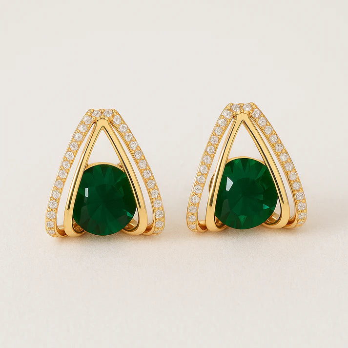 Green Stone Stud Earrings