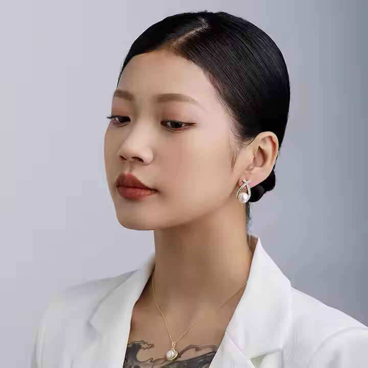 Gold Crystal Stud Earrings Brincos Perle Pendientes Bou Pearl Earrings