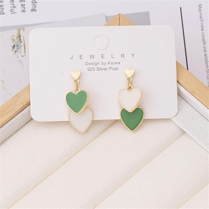 Multi-Color Drop Heart Earrings
