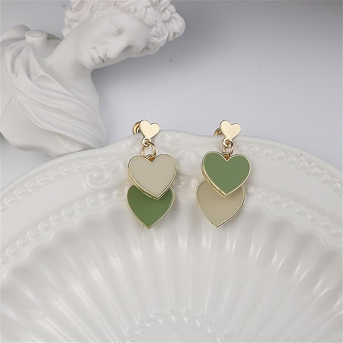 Multi-Color Drop Heart Earrings