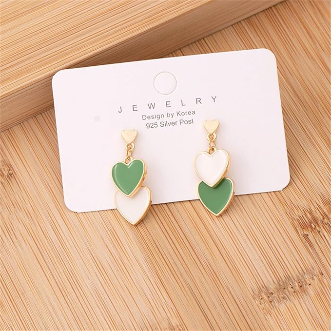 Multi-Color Drop Heart Earrings