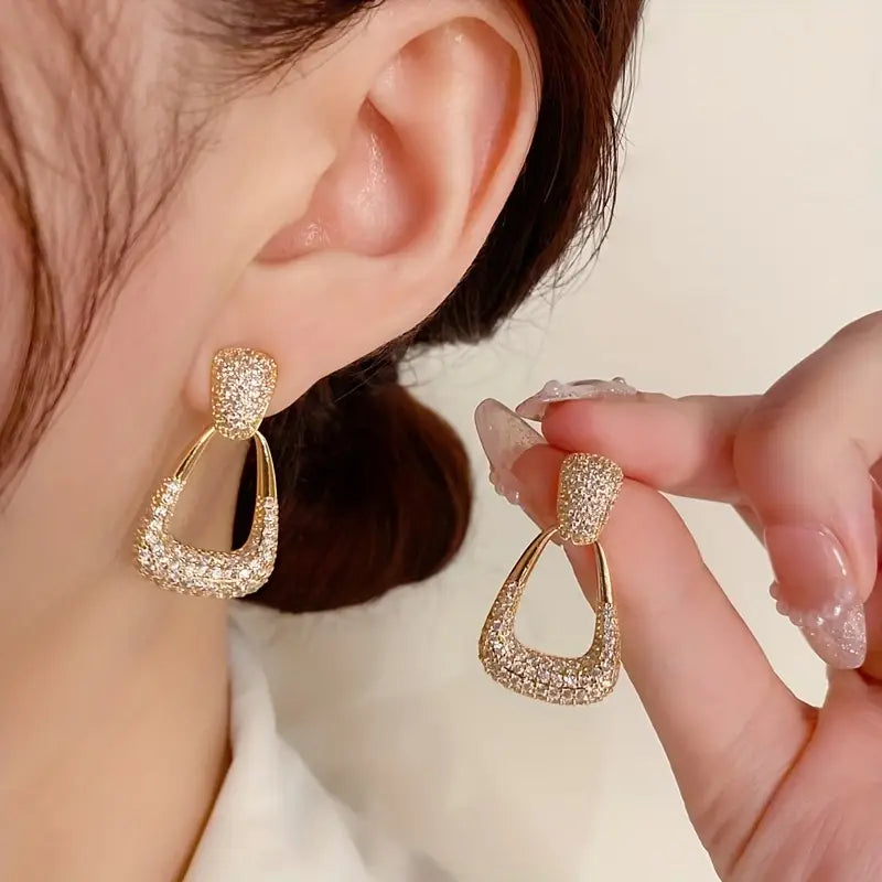 Geometric Sparking Diamond Earrings