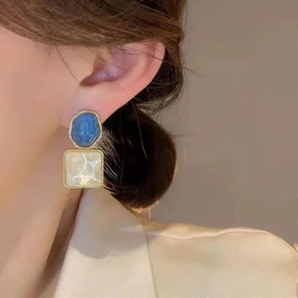Blue Monalisa Stone Earrings