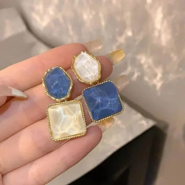 Blue Monalisa Stone Earrings