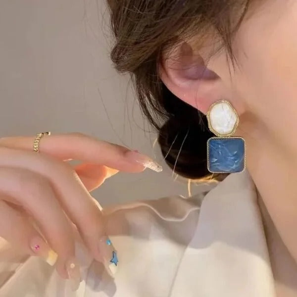 Blue Monalisa Stone Earrings